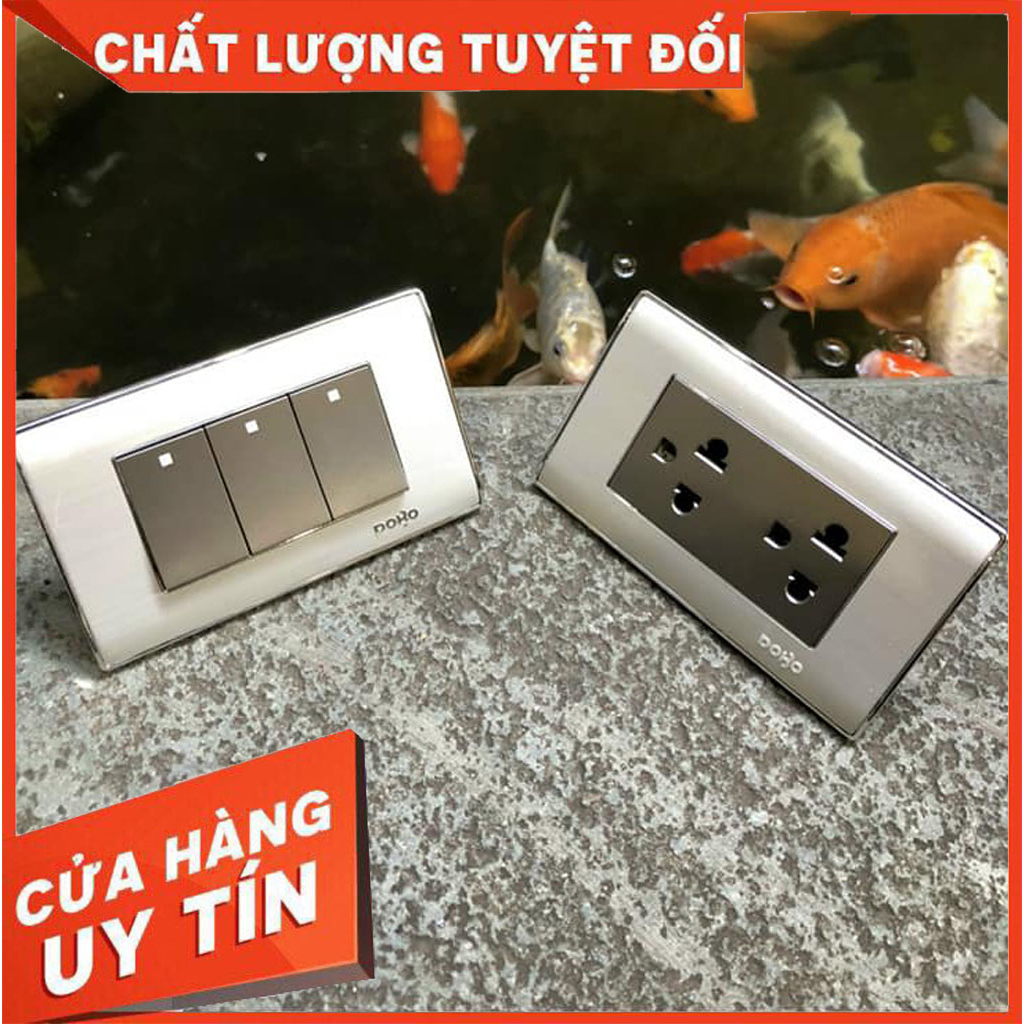 công tắc ổ cắm nhựa ghi xám, chống cháy bảo hành 9 năm, HÀNG CHÍNH HÃNG DOBO
