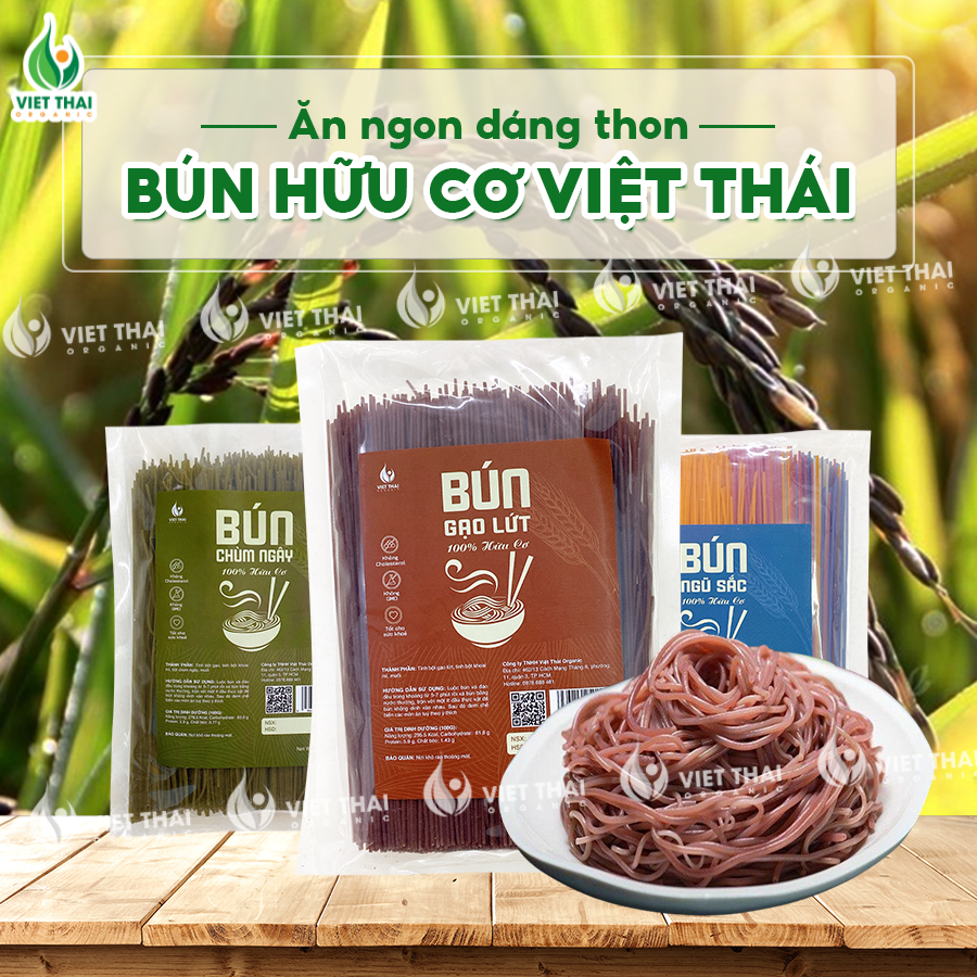 Bún Ngũ Sắc 100% Hữu Cơ Giảm Cân Ăn Kiêng Thực Dưỡng Eat Clean Siêu Ngon Việt Thái Organic