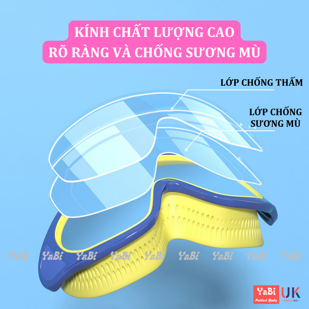 Combo kính bơi trẻ em YouYou chính hãng cao cấp cho bé trai bé gái kèm mũ bơi, nút bịt tai, kẹp mũi chống sặc nước YaBi