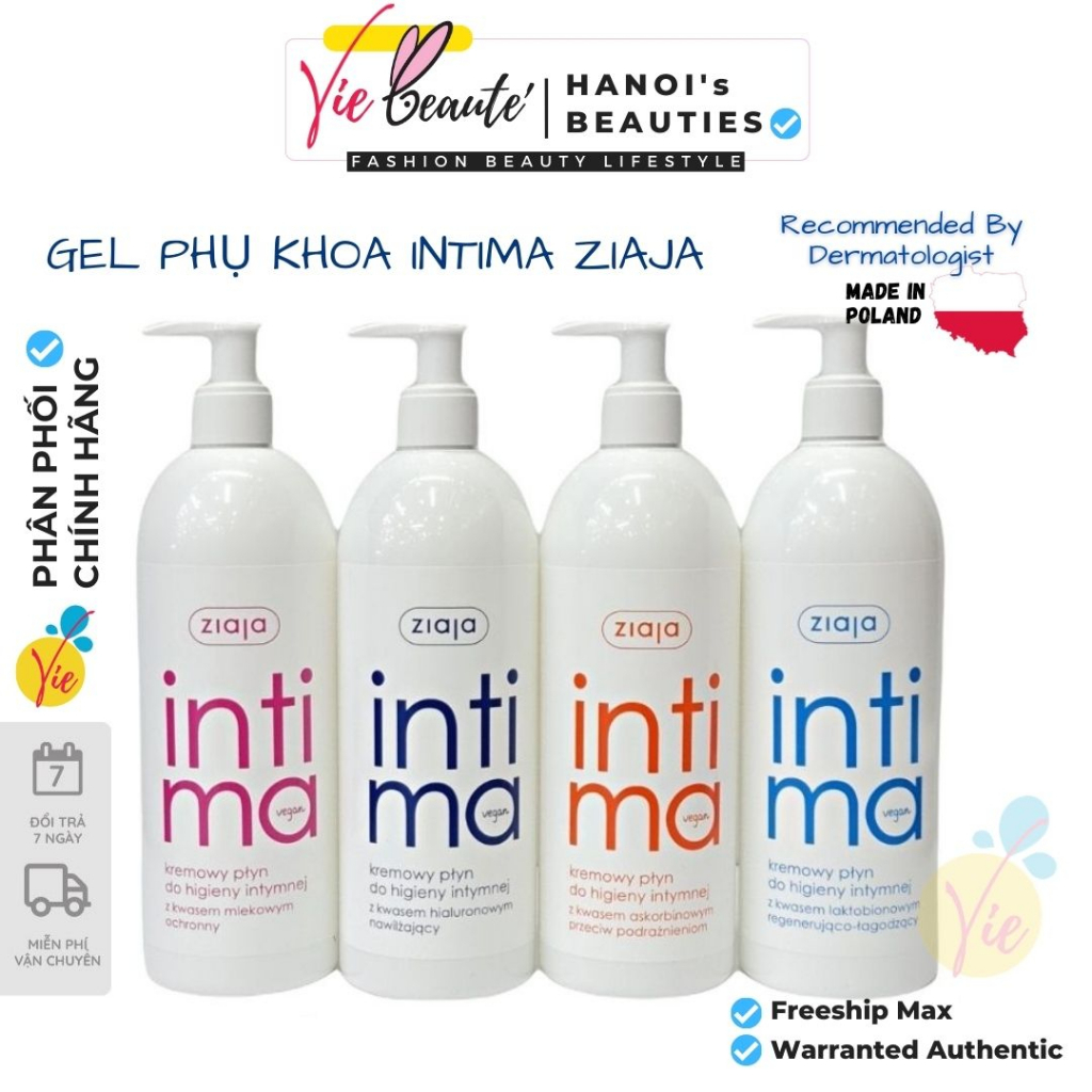 Intima Ziaja 500ml - Dung dịch vệ sinh intima dạng sữa giúp trẻ hóa vùng kín Hàng Nhập Khẩu