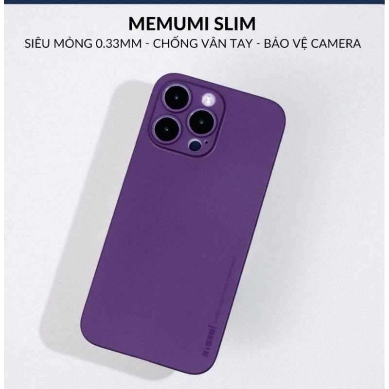 Ốp Lưng Ip xs max đến 15 pro max_  Memumi Super Slim 0.3mm Siêu Mỏng Viền Vuông Chống Bám Vân Tay