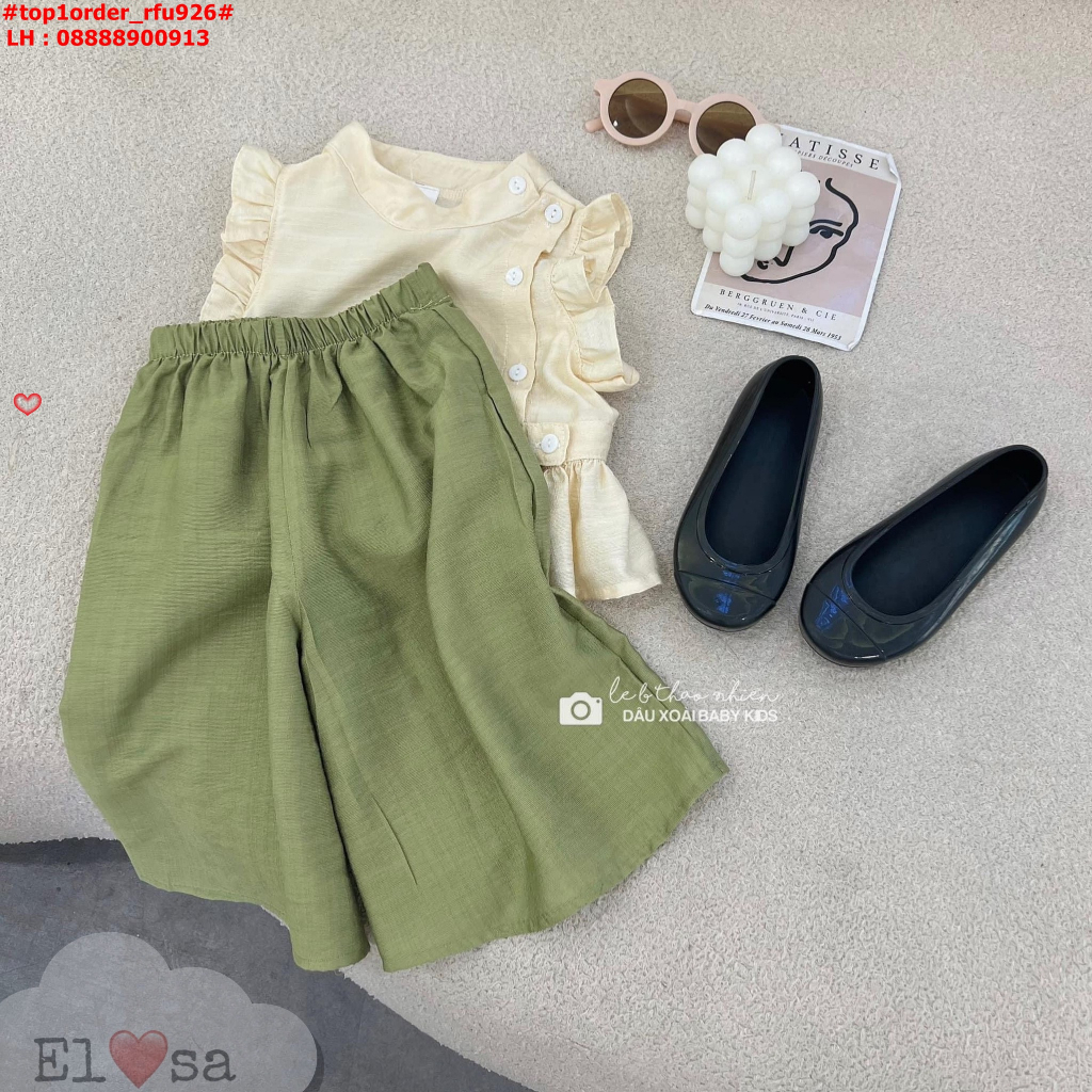 🍀Buôn sỉ HN🍀  Bộ đồ cho bé gái cánh tiên bánh bèo, chất đũi xước size 2-13, -S2