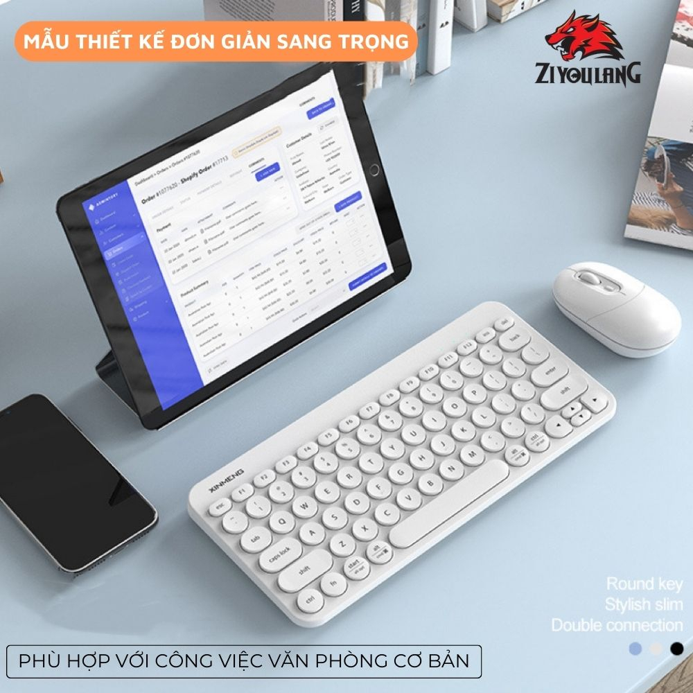 Bàn Phím Không Dây Bluetooth Ziyoulang RF702 Mini Pin Sạc Tiện Lợi Thiết Kế Mỏng Gọn Hiện Đại