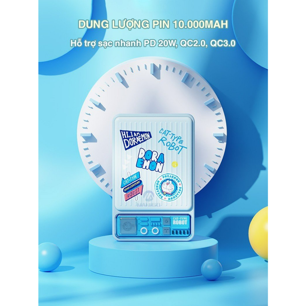 Pin sạc dự phòng Rockspace Doraemon P90 sạc nhanh PD 20W dung lượng 10000mAh - hàng chính hãng bảo hành 12 tháng