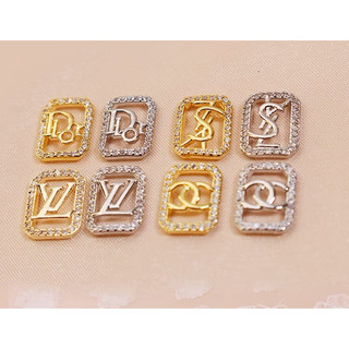 Charm Logo thương hiệu Charm kim loại đính đá kim cương trang trí móng tay Nail