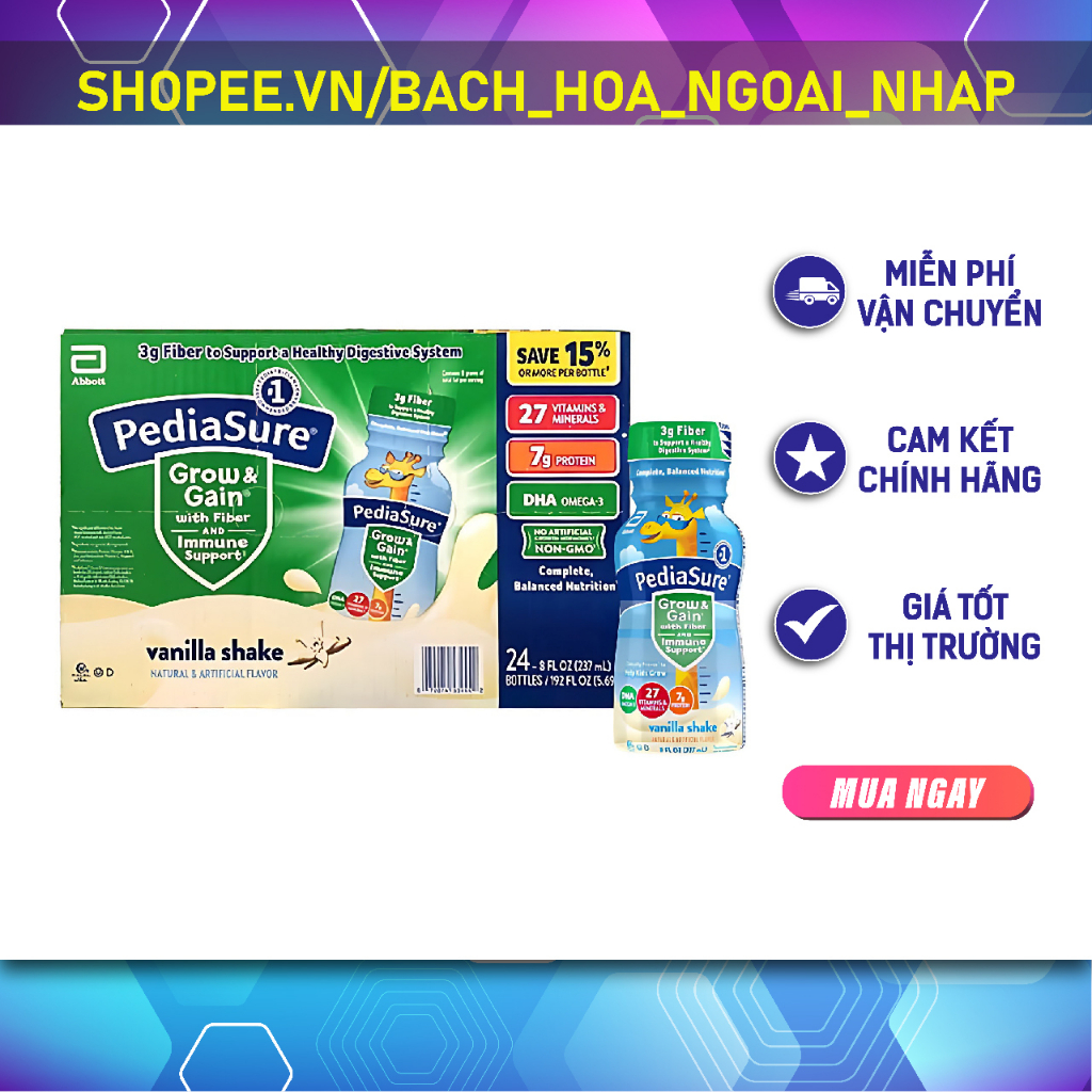 Thùng 24 Chai Sữa Pediasure Nước Fiber Chất Xơ 237ml của Mỹ