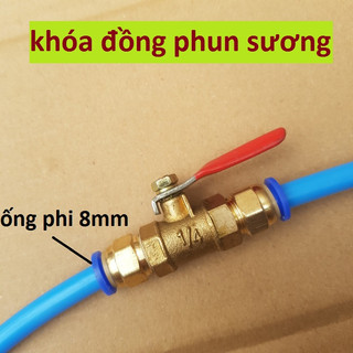Van khóa ống phun sương 8mm bằng đồng thau