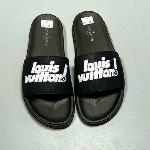 Dép Nam LV Quai Ngang Màu Đen Kẻ Ô Vuông Đế Đúc Cao Su Non Đi Êm Chân Kiểu Dáng Thời Trang Năng Động