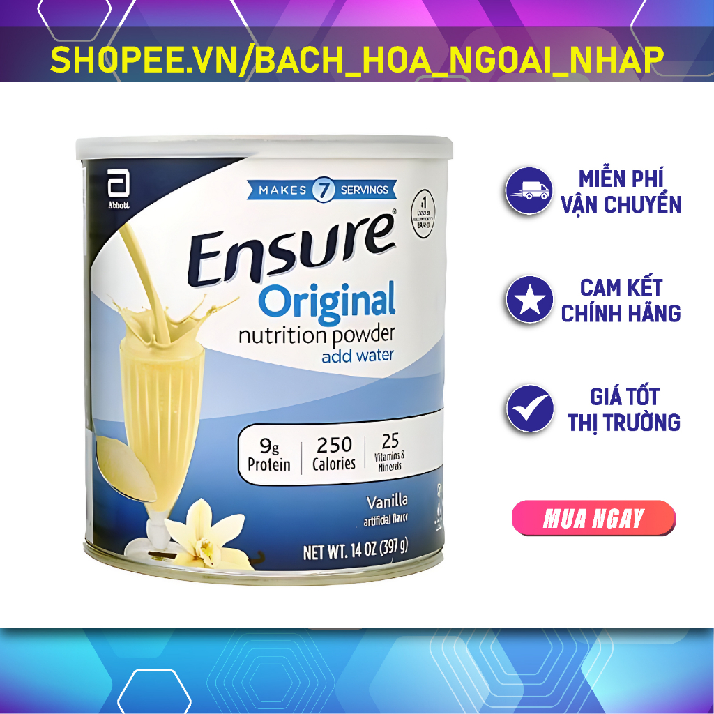 Sữa bột Ensure Mỹ Original Nutrition Powder 397g, HÀNG CHUẨN AIR