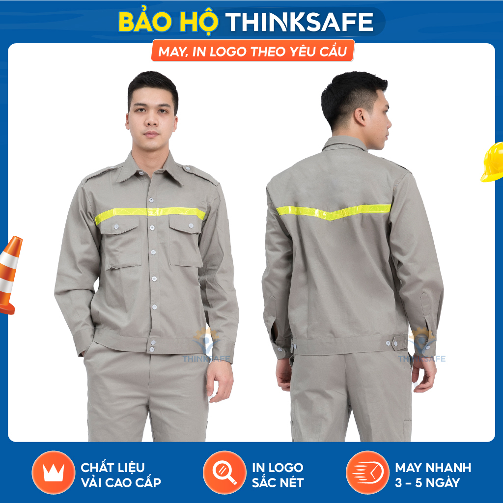 Quần áo bảo hộ lao động TN03 áo lao động kỹ sư công nhân có túi hộp thoải mái thoáng mát thấm hút mồ hôi - THINKSAFE