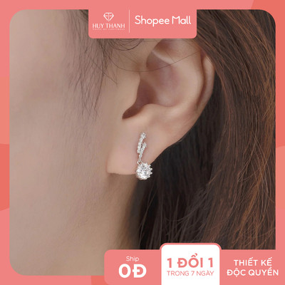 Bông Tai Nữ Vàng Tây Rơi Họa Tiết Đơn Giản Đính Đá CZ Cao Cấp Lấp Lánh BTPTB316 Huy Thanh Jewelry
