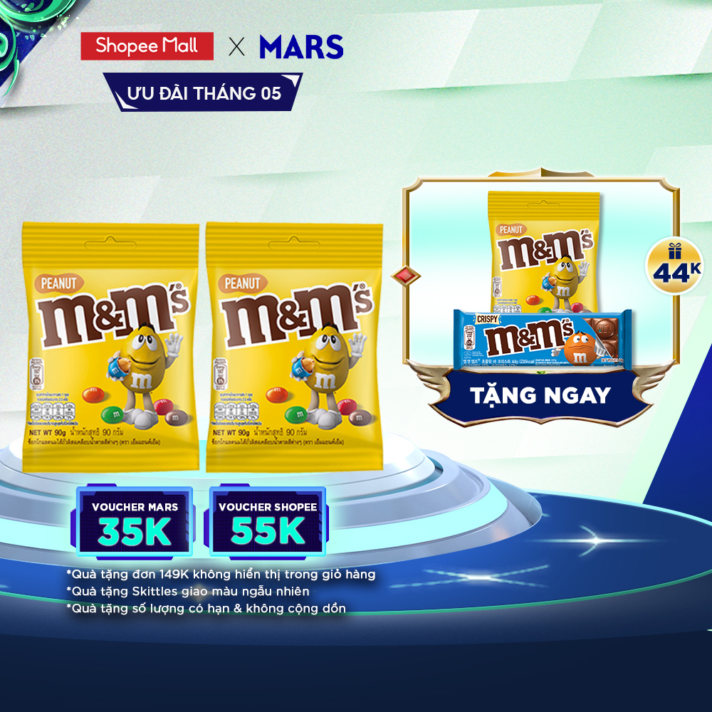 Combo 2 gói kẹo Sô Cô La đậu phộng M&M'S gói 90g