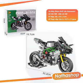 Mô hình lắp ráp lego technic 672003 xe máy phân khối lớn motorbike kawasaki
