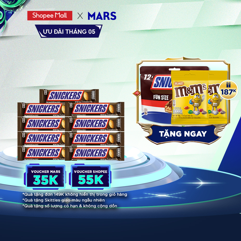 Combo 9 thanh kẹo Sô Cô la Snickers thanh 51g
