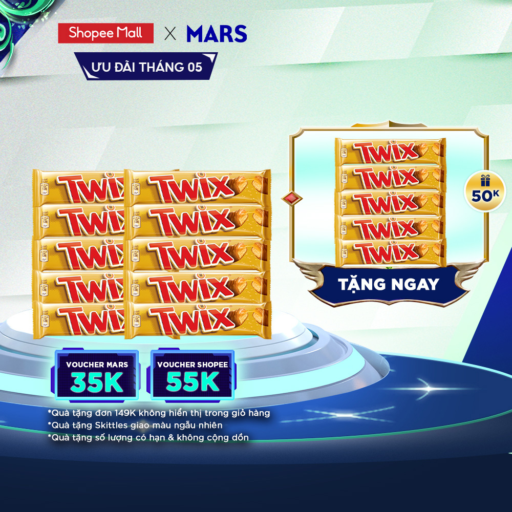Thanh bánh quy Twix phủ Sô cô la Sữa và Caramen 25g