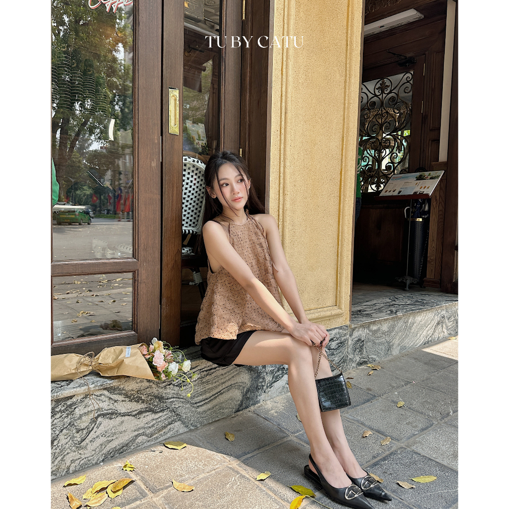 TUBYCATU | Áo yếm ren lưới nâu/ đen
