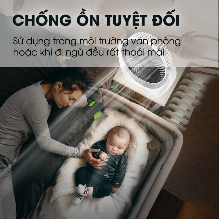 Quạt mini để bàn tích điện SIDOTECH S10 với 3 mức làm mát chống ồn pin 5 giờ xoay 210 độ pin sạc cho văn phòng mùa hè