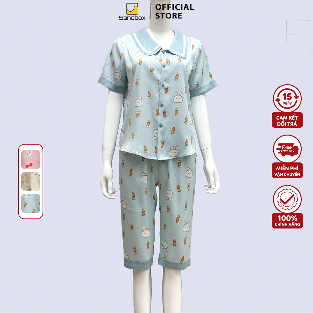 Đồ bộ nữ SANDBOX pijama mặc nhà chất liệu lụa vân xương cá cao cấp, họa tiết trẻ trung BLL23006