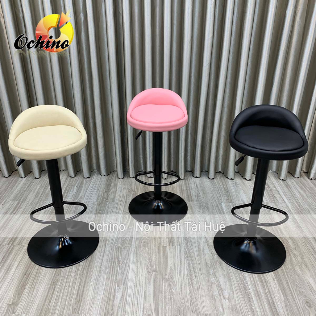 Ghế Chụp Hình, Ghế Trang Điểm Đĩa Trodn Mẫu Tựa Thấp Chân Đen Cao 60-80Cm (Ảnh Thật Và Video)