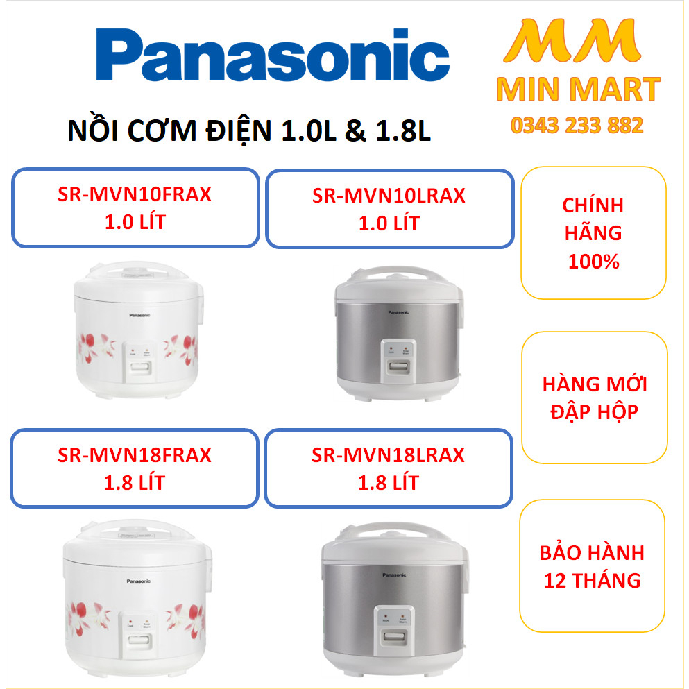 Nồi Cơm Điện Panasonic 1.0 & 1.8 lít: Cam Kết Chính Hãng, Hàng Mới Đập Hộp, Bảo Hành 12 Tháng