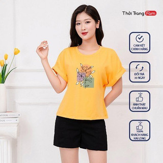 Áo phông cotton nữ dáng croptop tay cánh rơi trẻ trung thoáng khí thấm mồ hôi tốt thương hiệu Fam