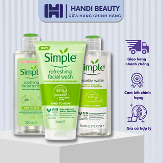 Combo làm sạch simple tẩy trang + sữa rửa mặt + nước hoa hồng