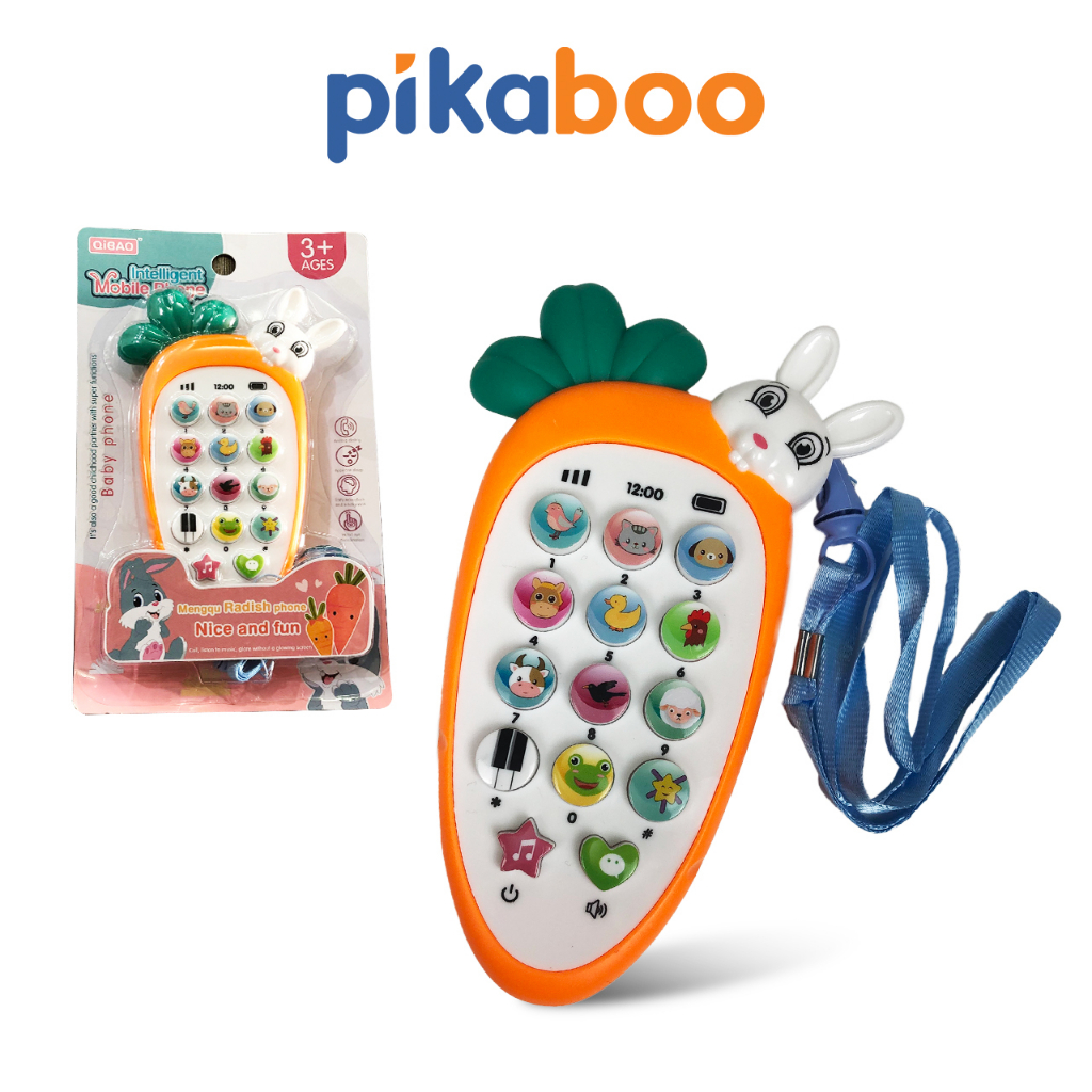 Điện thoại đồ chơi cho bé củ cà rốt Pikaboo có đèn và nhạc chất liệu nhựa an toàn