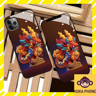 Ốp lưng iphone 13 pro max thìn 12 con giáp kính cường lực Hoka cho IP 6 7 8 plus/ X Xs max/ 11 12 13 14 pro max