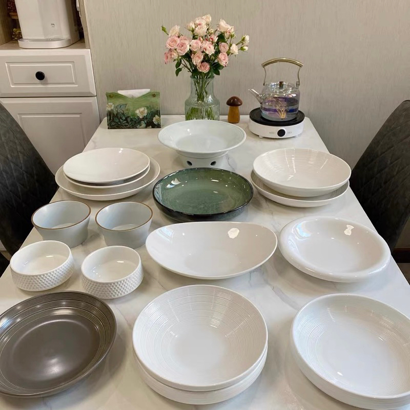 Đĩa sâu lòng chống xước, đĩa salad, mì - Bát đĩa sứ nhà hàng, khách sạn
