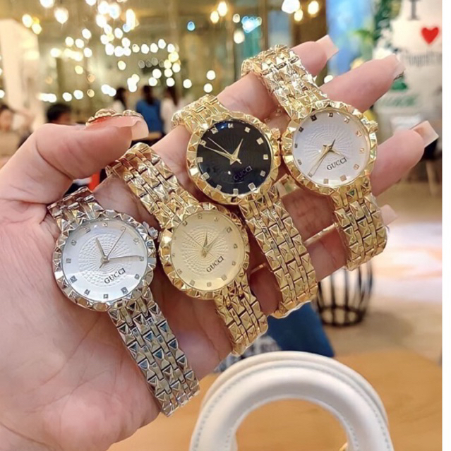 đồng hồ guc.ci nữ dây thép mạ vàng
