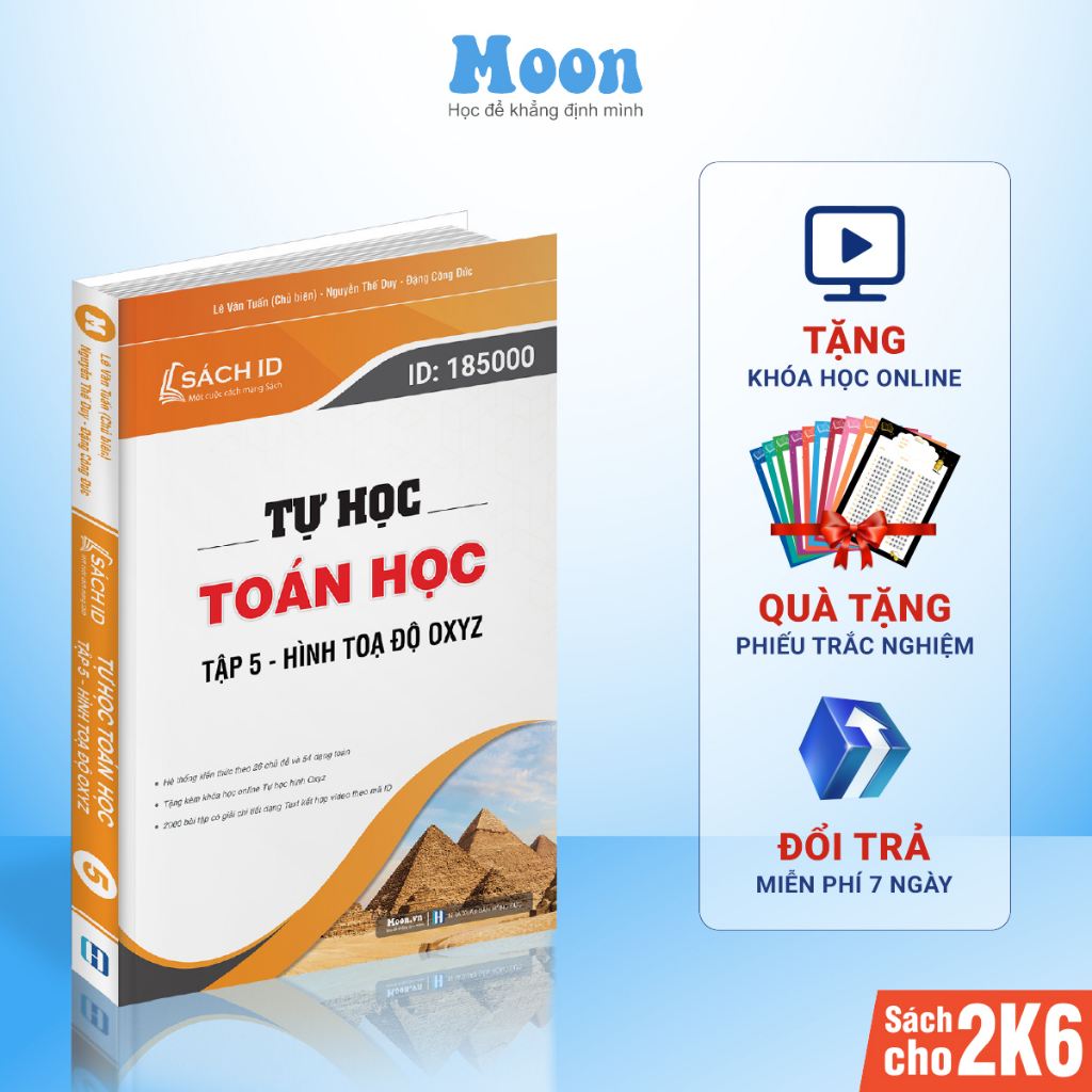 Sách id tự học toán lớp 12 hình toạ độ oxyz, ôn thi thpt quốc gia moonbook tập 5