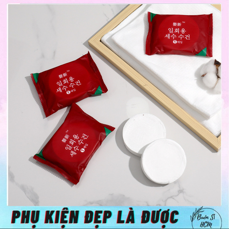 Khăn tắm nén Hàn Quốc (size 140x70cm), viên nén tròn gọn nhẹ tiện cho việc mang theo khi đi du lịch, có thể tái sử dụng