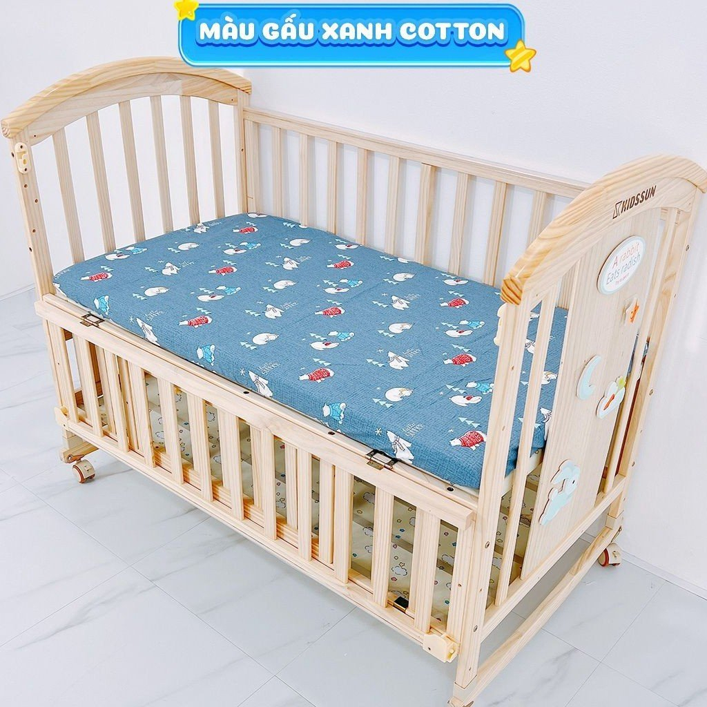 Ga Cũi Cho Bé Dạng Chun Bọc Đệm ETAMI Chất Liệu Cotton 100%, Muslin cao cấp Mềm Mịn Thoáng Mát Thấm Hút Mồ Hôi Tốt