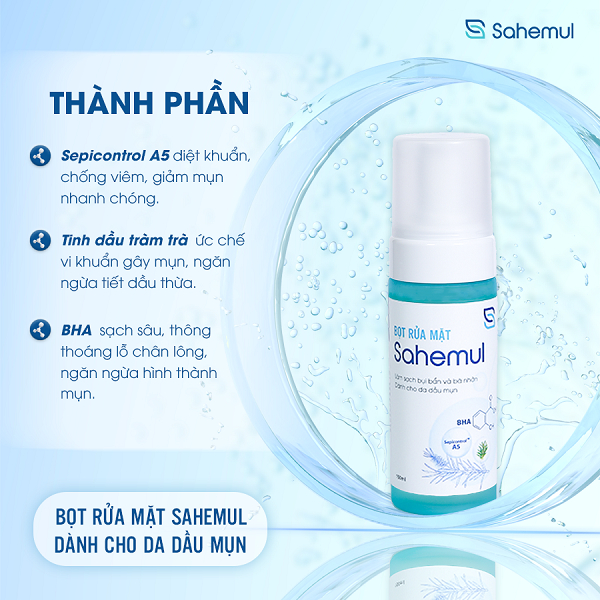 Combo Kem Chống Nắng Kiềm Dầu Cho Da Mụn 50gr & Bọt Rửa Mặt Làm Sạch Sâu Lành Tính Sahemul 150ml