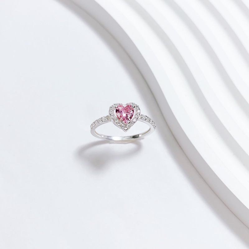 Nhẫn nữ Bạc Ta mặt hình Trái Tim thiết kế Dày Dặn