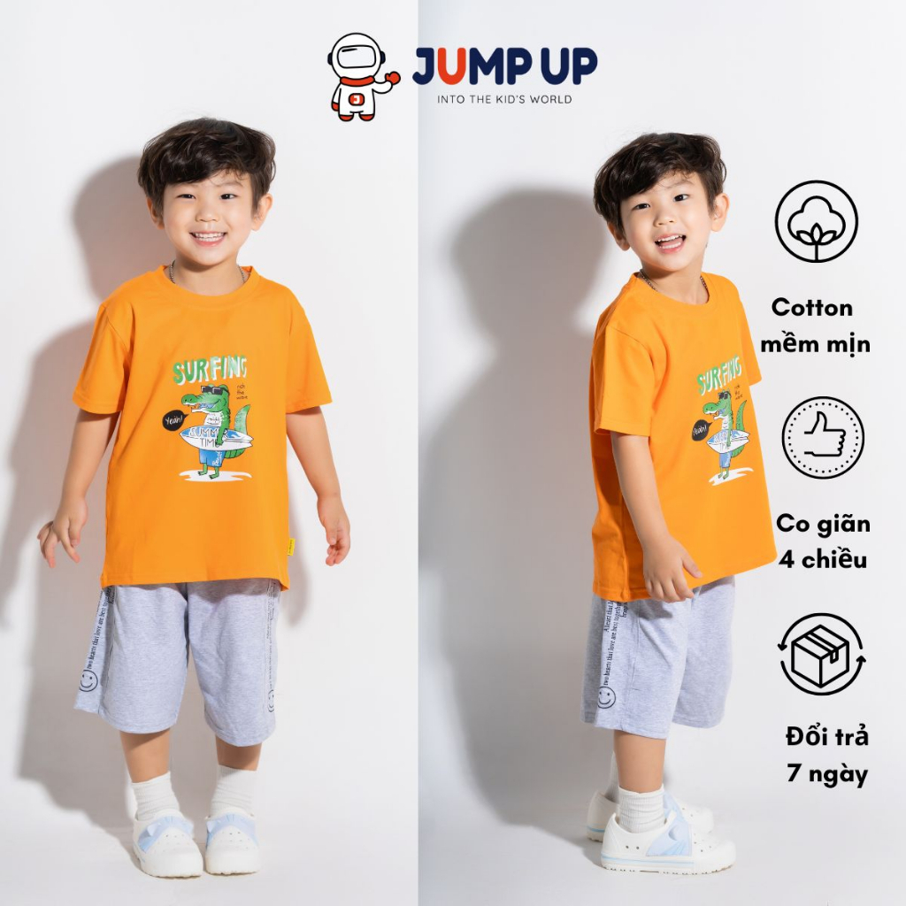 Bộ thun phông ngắn tay quần đùi họa tiết cá sấu phong cách Hàn Quốc hot trend dễ thương cute cho bé trai b44
