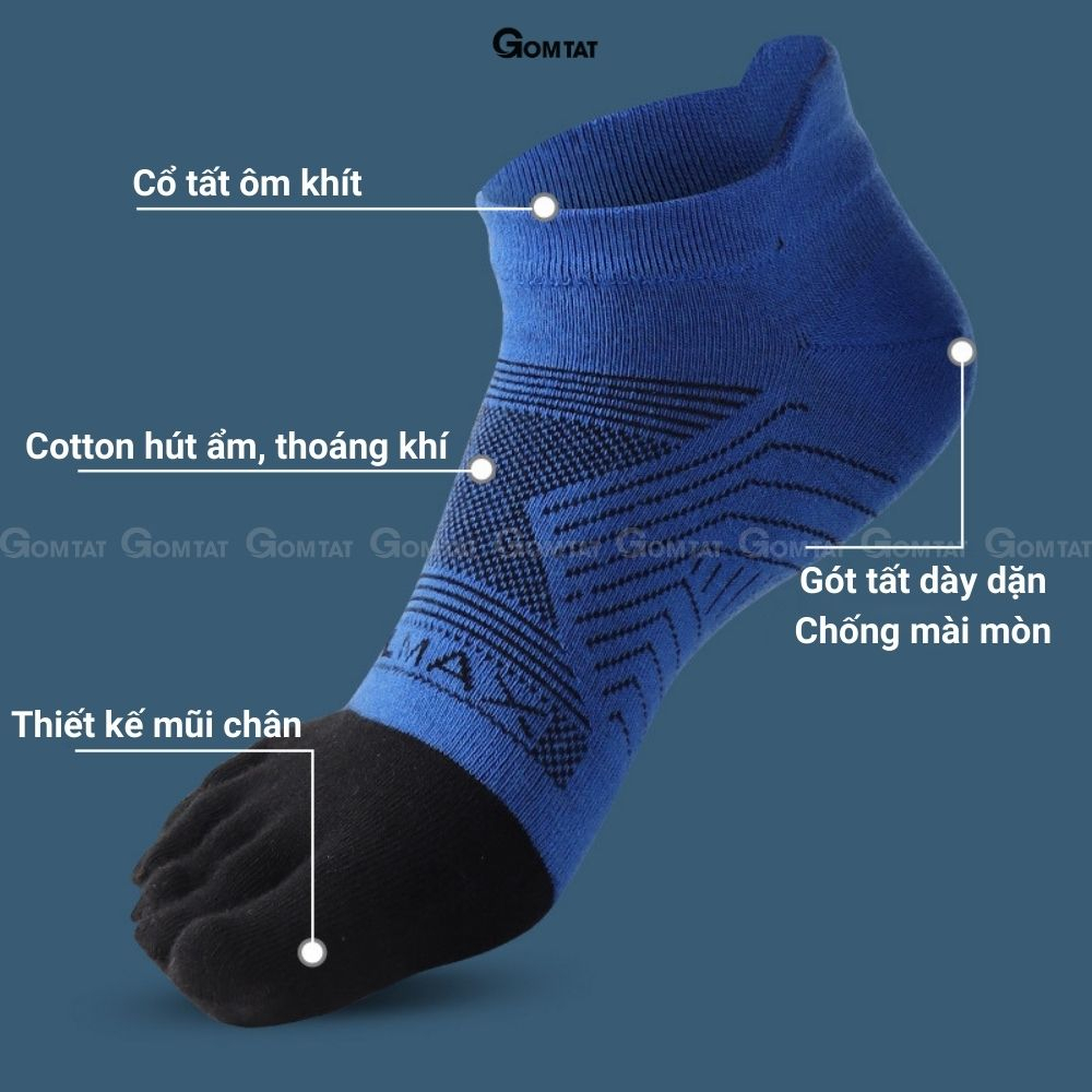 Tất chạy bộ nam nữ GOMTAT thiết kế xỏ ngón giúp vận động linh hoạt, thoáng khí, thấm hút mồ hôi  -XONGON-MAX-1203