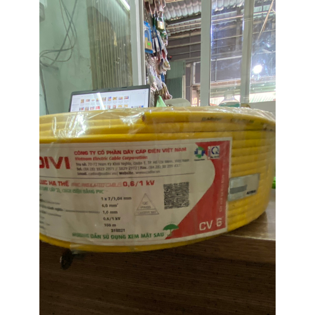 BÁN LẺ 50M - Dây điện Cadivi 6.0 đơn cv6.0 (GIAO MÀU NGẪU NHIÊN)