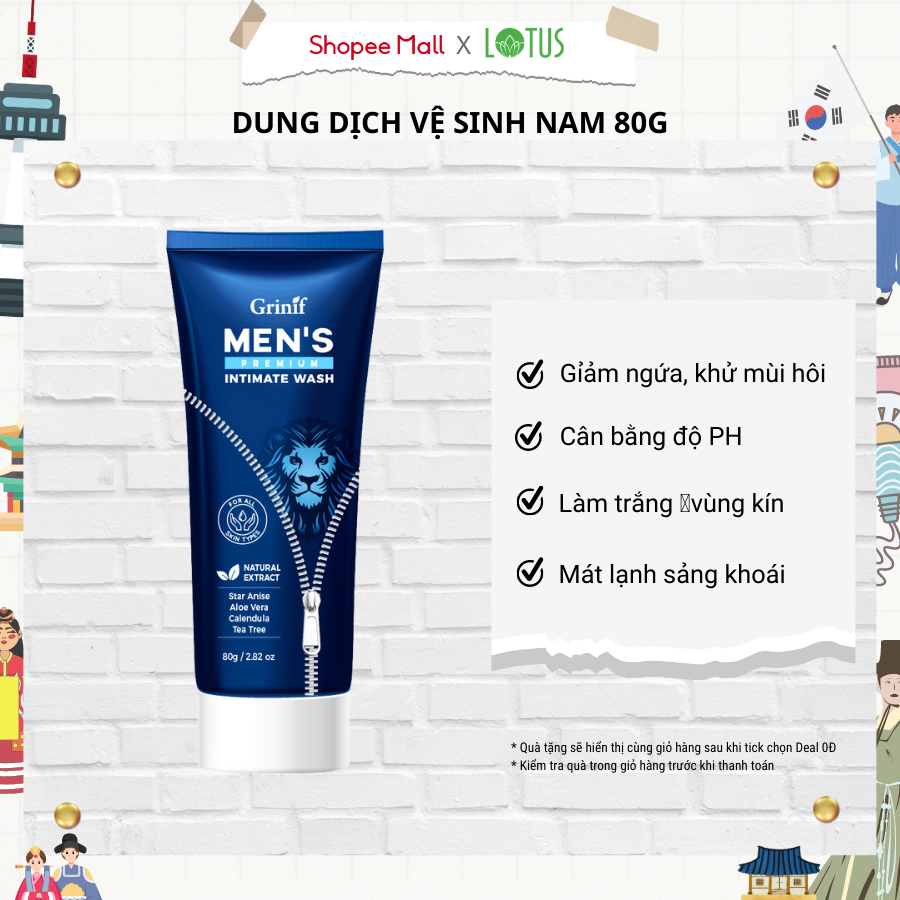 Dung dịch vệ sinh nam giới Hàn Quốc Grinif Men's Premium Intimate Wash 80g