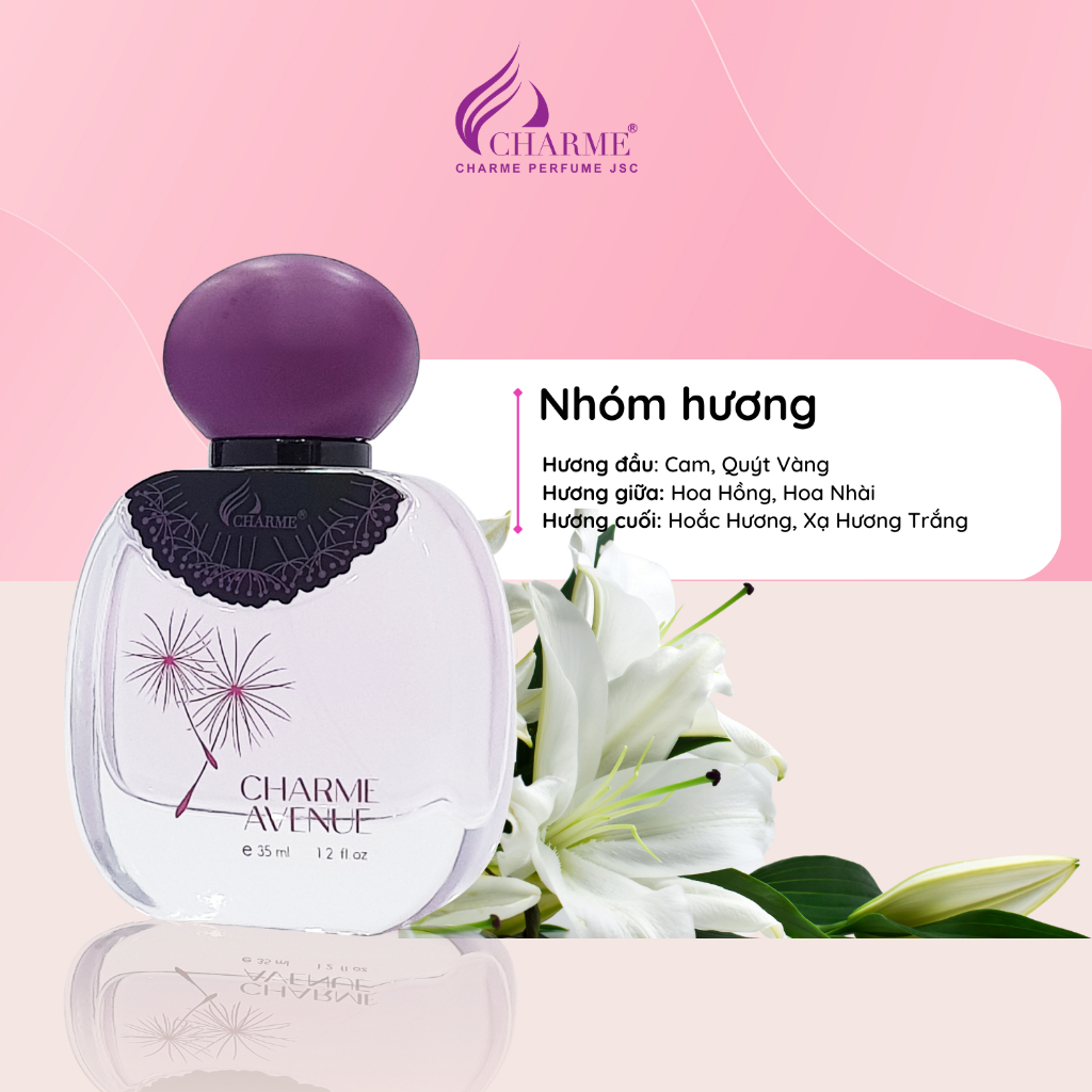 Nước hoa nữ thơm lâu, Charme Avenue, mùi hương hoa cỏ tươi mát, trẻ trung, gợi cảm lưu hương lâu chai 35ml