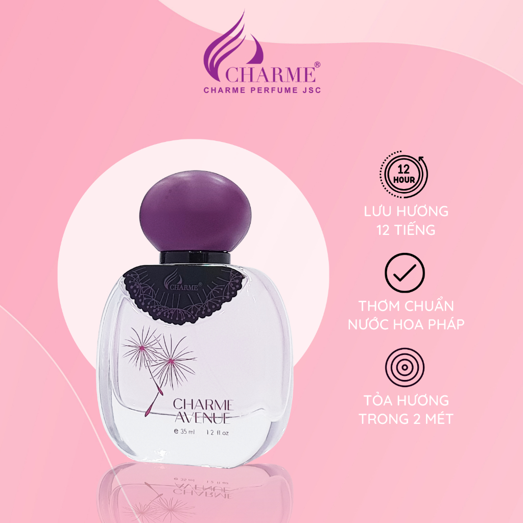 Nước hoa nữ thơm lâu, Charme Avenue, mùi hương hoa cỏ tươi mát, trẻ trung, gợi cảm lưu hương lâu chai 35ml
