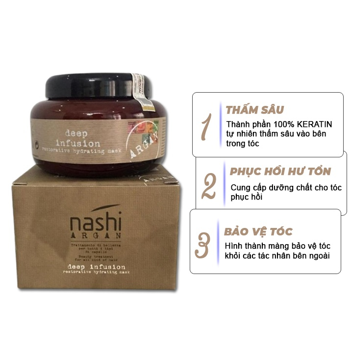 Kem Dưỡng Tóc , Dầu Hấp - Ủ Phục Hồi Tái Tạo Cấu Trúc Tóc Hư Tổn NASHI, bảo vệ tóc Giúp Tóc Mềm Mượt óng ả