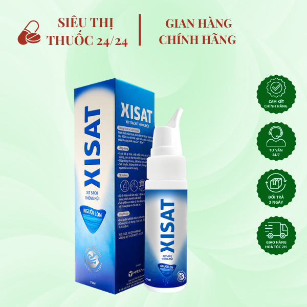 Nước biển vệ sinh Xisat chai 75ml ⚡ CAM KẾT CHÍNH HÃNG ⚡ Nước muối biển vệ sinh mũi họng, ngăn ngừa viêm xoang