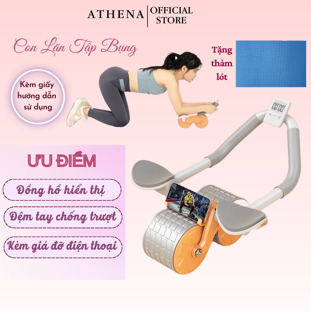 Con Lăn Tập Bụng Athena Máy Thể Dục Tại Nhà Trợ Lực Làm Săn Chắc Cơ Giảm Eo Hiệu Quả