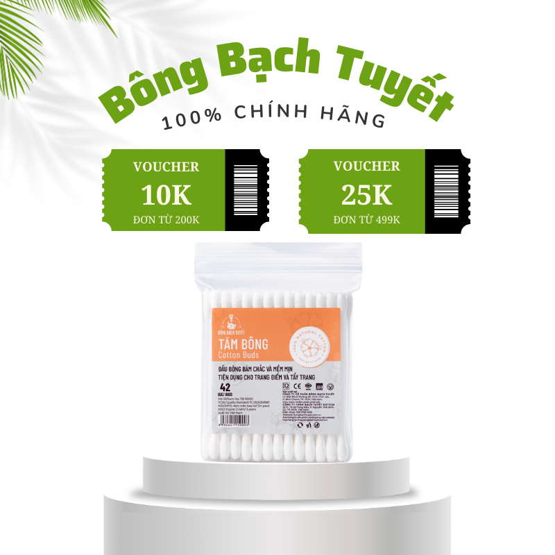 Tăm bông người lớn Bông Bạch Tuyết 42 que/gói