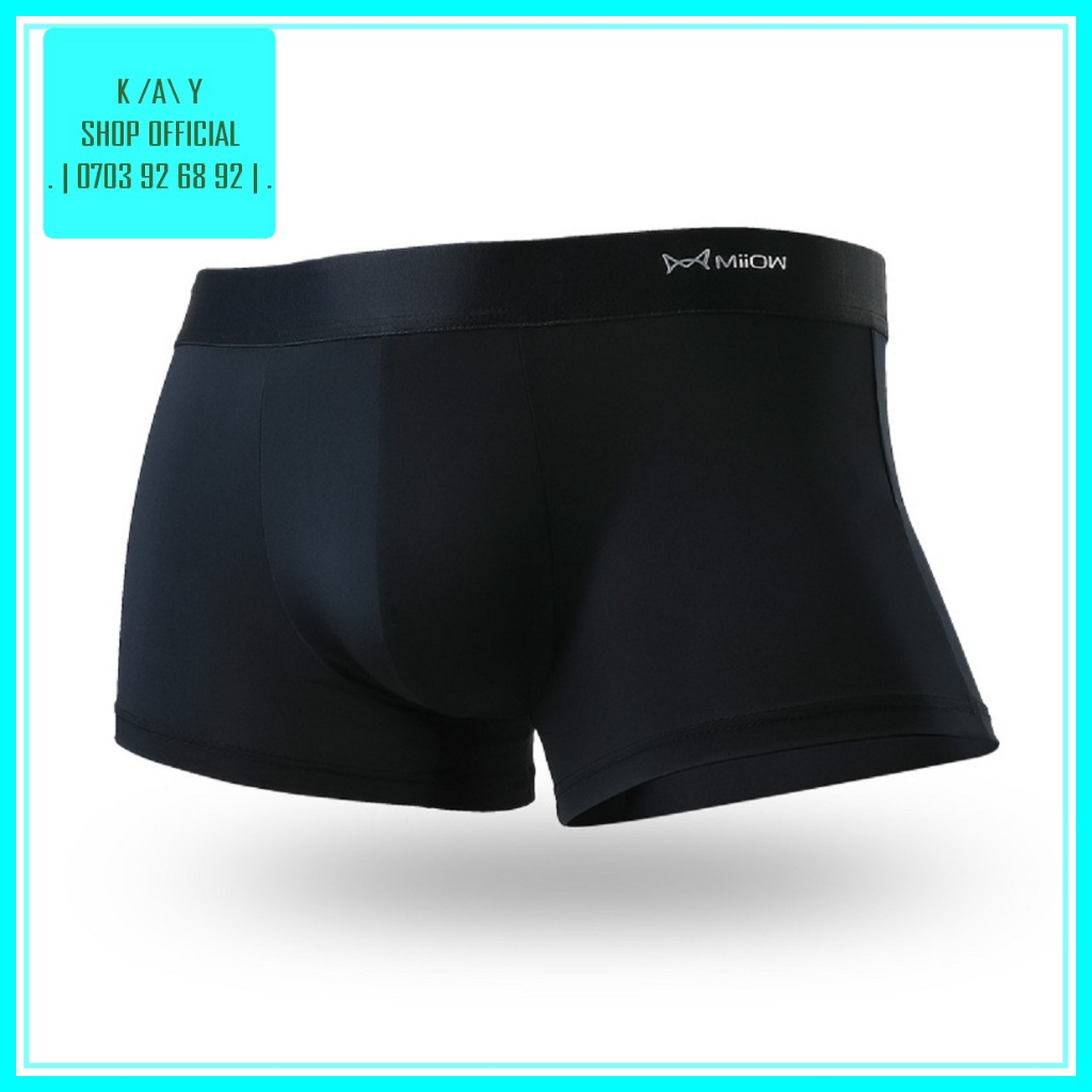 Quần lót sịp đùi thun lạnh MiiOW có lớp lót bên trong thoáng khí - Quần lót boxer trơn mát mẻ ôm mông sexy thông dụng