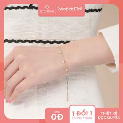 Lắc Tay Vàng Tây LLF164  Thiết Kế Họa Tiết Đơn Giản Đính Đá CZ Lấp Lánh Huy Thanh Jewelry