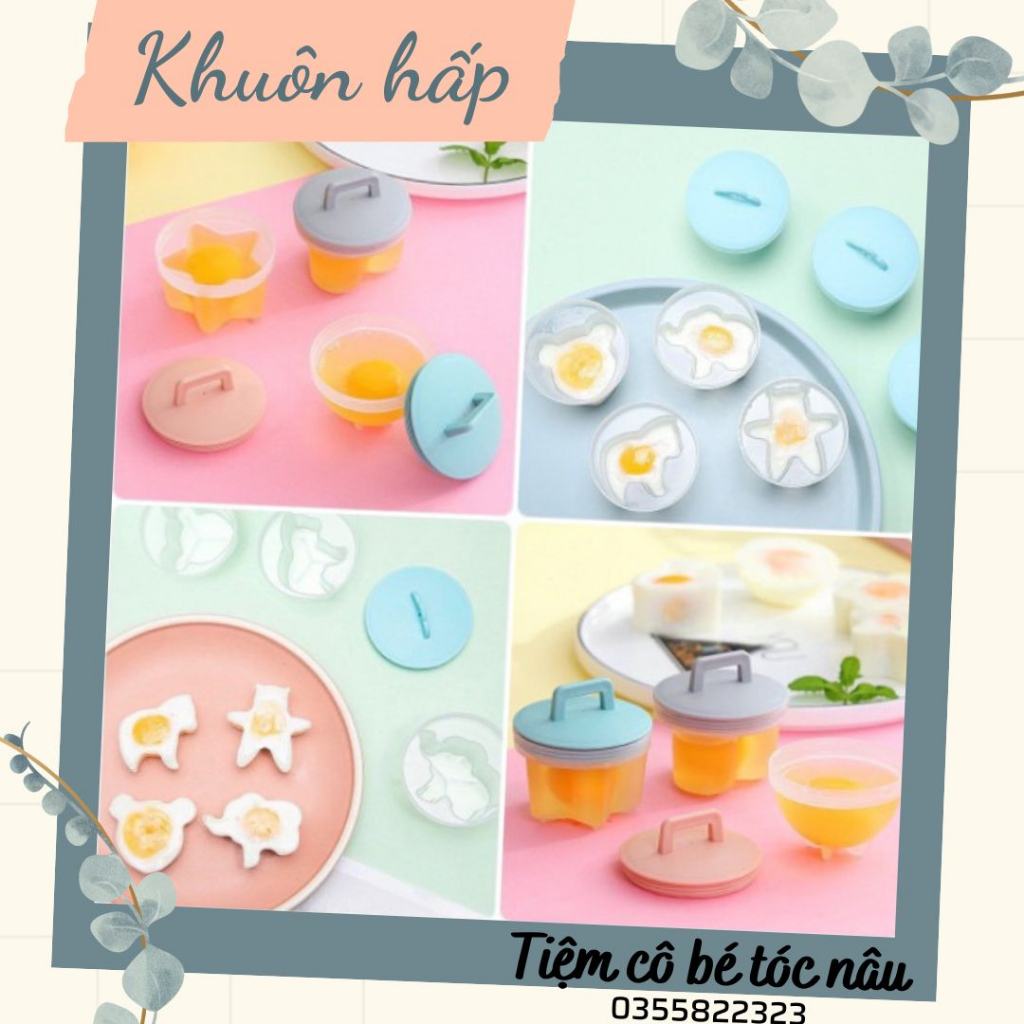 (Tặng chổi phết silicon) Bộ 4 khuôn hấp trứng, làm bánh flan, làm đậu hũ, khuôn làm thạch, caramen, pudding hình con vật