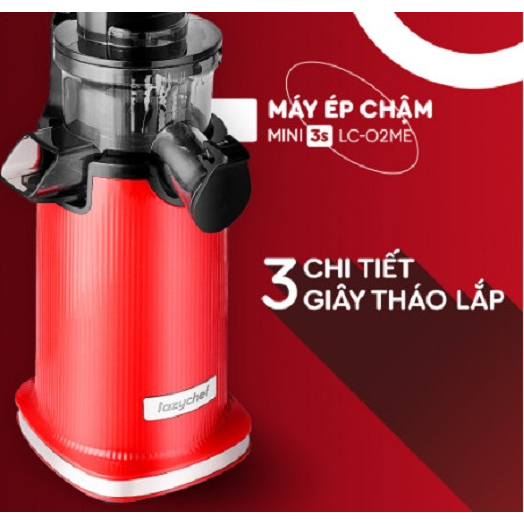 Máy ép chậm mini Lazychef 3S LC-02ME -Tặng 2 chai thủy tinh đựng nước- Hàng chính hãng