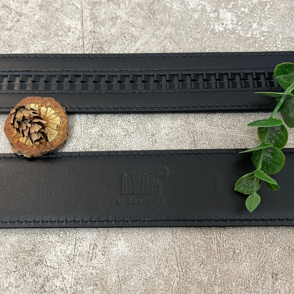 Thắt lưng nam cao cấp Monblanc 35mm Black Leather Belt
